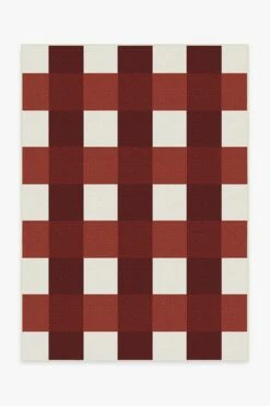 Promo ⭐ Ruggable Outdoor Gingham Plaid Red & White Rug 🥰