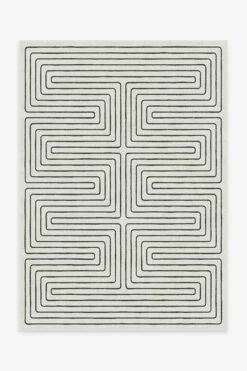 Promo 🥰 Ruggable Jonathan Adler Labyrinth Black & Ivory Rug 🥰
