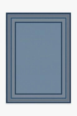 New 🎁 Ruggable Outdoor Picnic Border Blue Rug ⌛